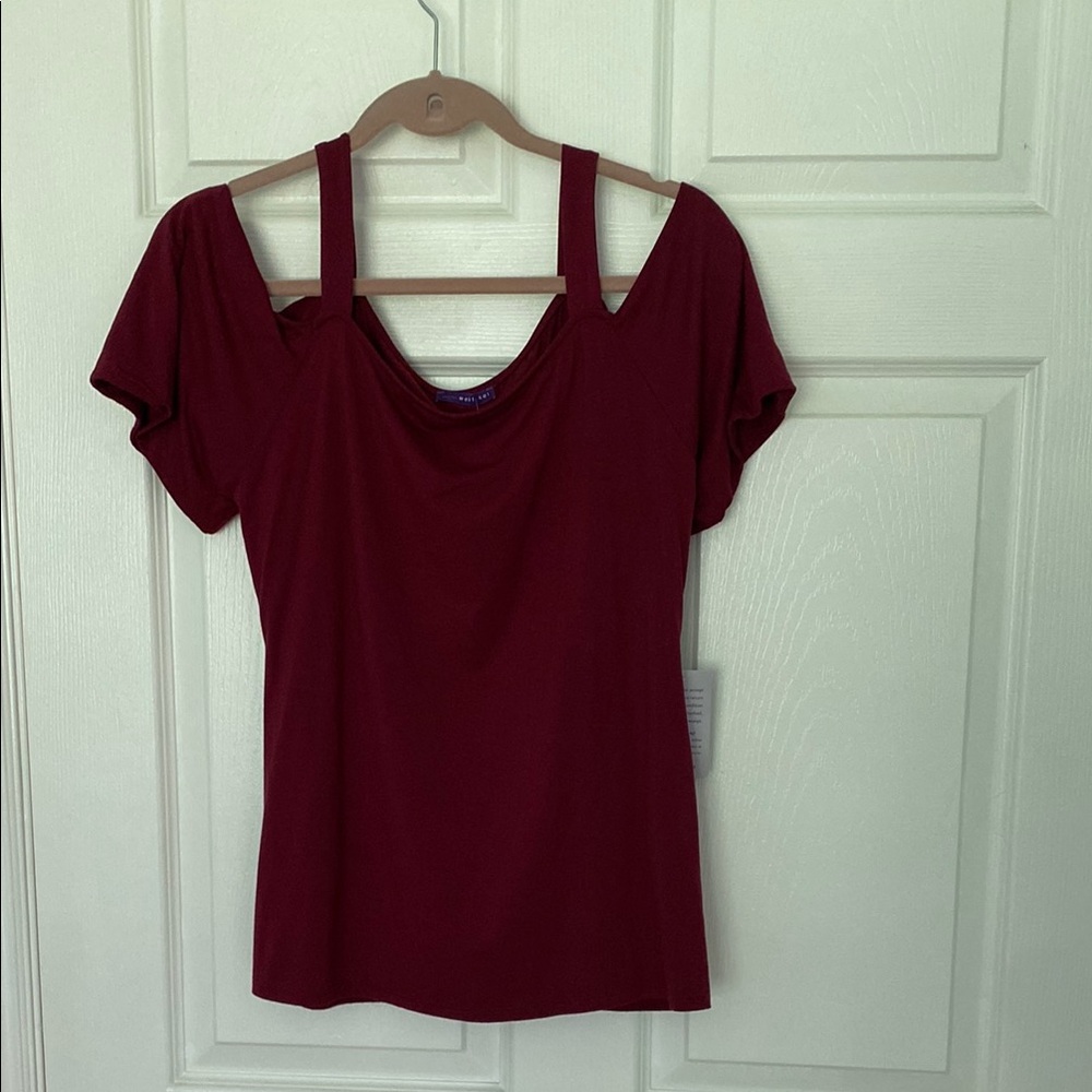 West Kei Merlot  Fitted Cut Out Short Sleeve T-Shirt